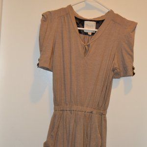 French Kitty tan dress black buttons pockets size 10 (Womens Medium) EUC